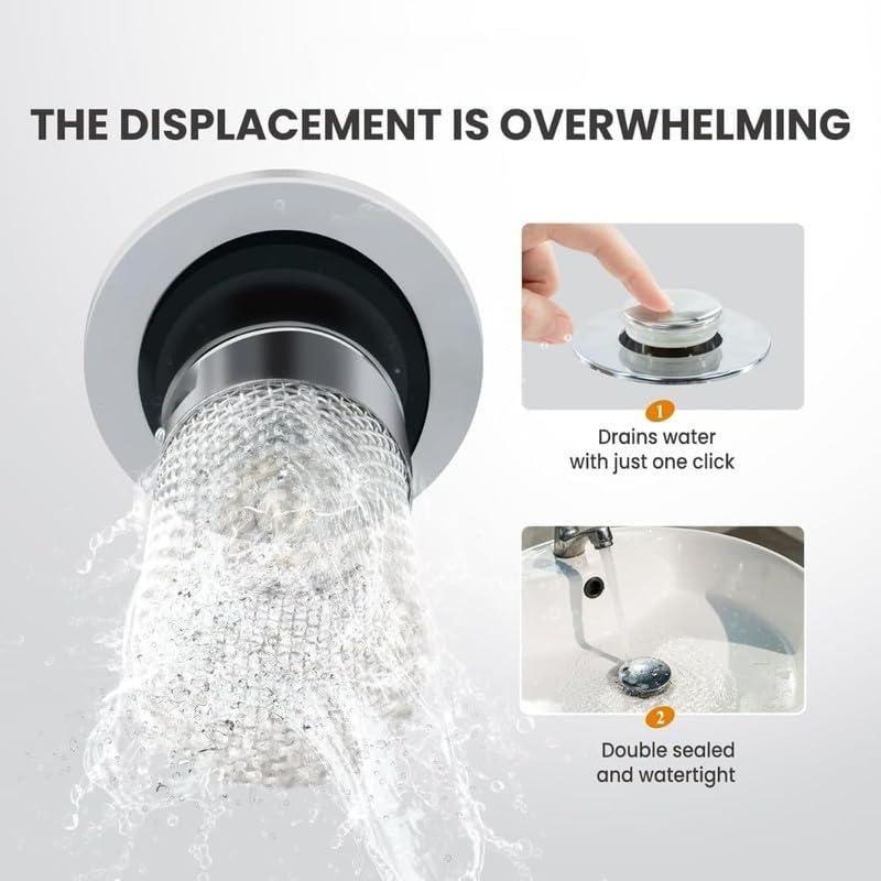 Sink Hair Filter, Removable Stainless Steel Drain Stopper Plug