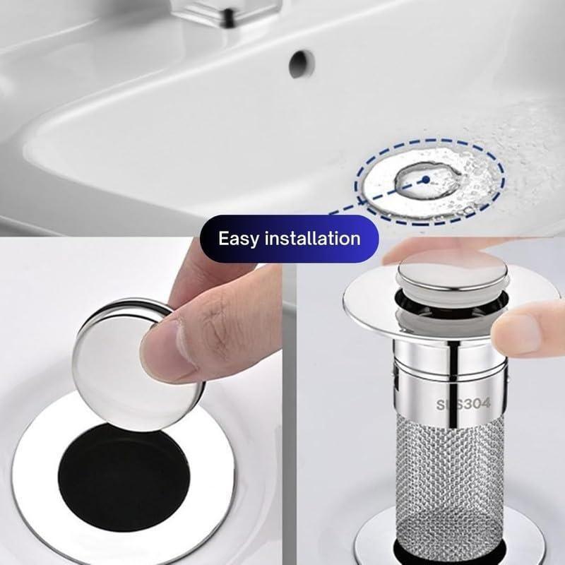 Sink Hair Filter, Removable Stainless Steel Drain Stopper Plug