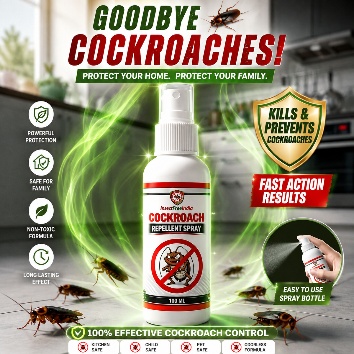 Cockroach Repellent Spray 100ml (Pack of 1)